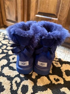 UGG Navy Bailey Bow Shearling Boots